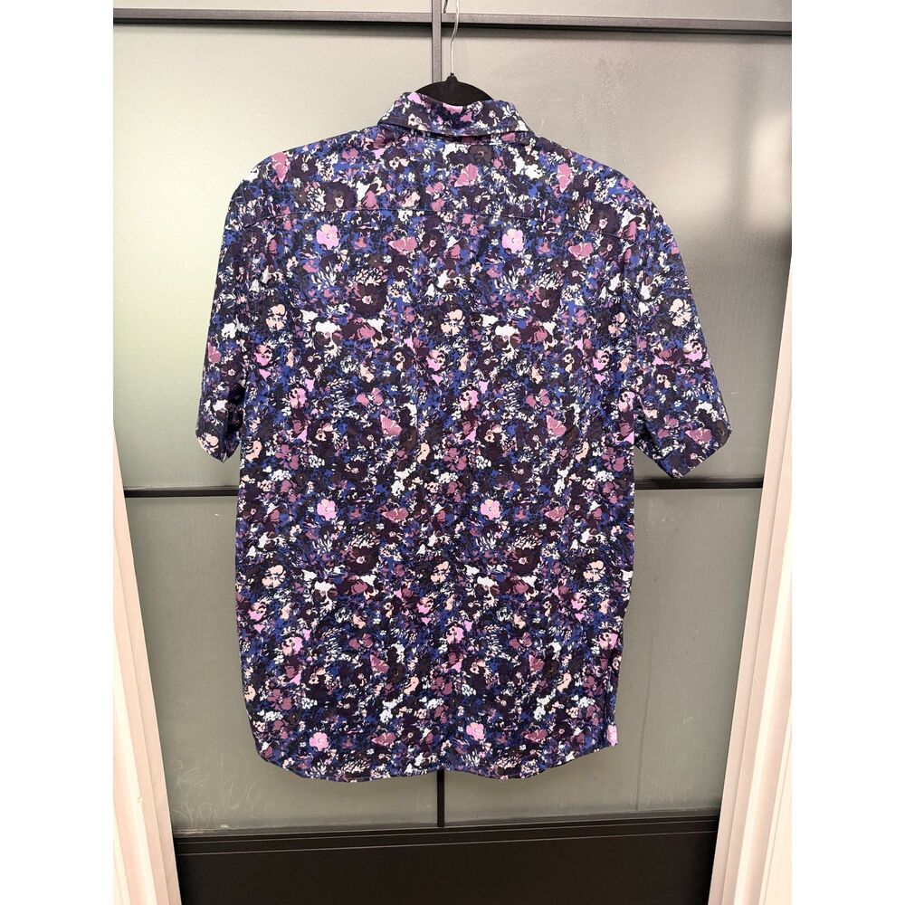 Banana Republic Floral Button Down Shirt Men Purple Blue Cotton Size Large - Picture 2 of 10